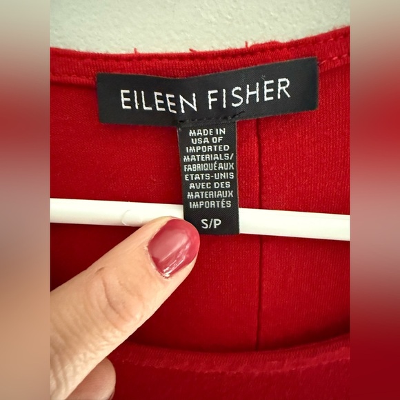 Eileen Fisher Womens Red Viscose Jersey Long Sleeve Shift Dress SX SM Stretch - Picture 2 of 8